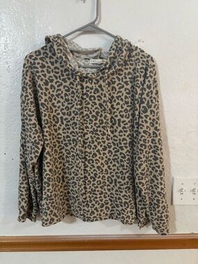 C&C California Tan and Black Leopard Ribbed Hoodie